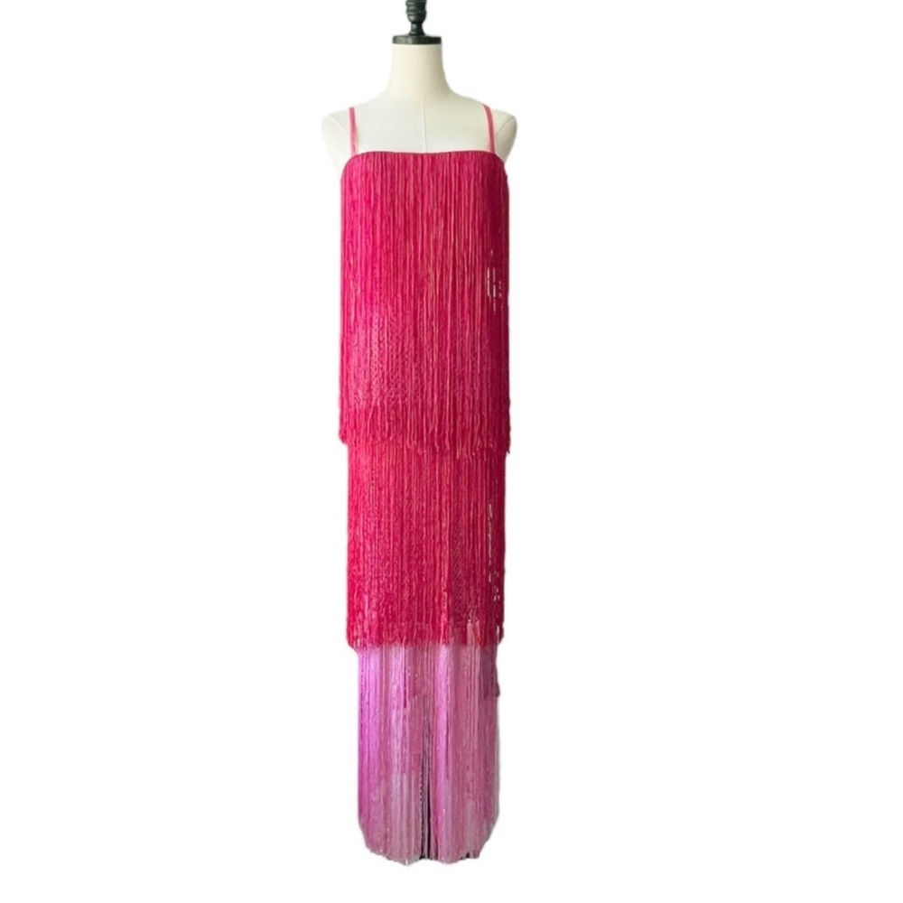 Anthropologie Let Me Be Tiered Pink Ombré
Fringe Dress Medium NWT - Picture 3 of 10